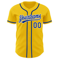 Custom Yellow Royal-White Authentic Baseball Jersey