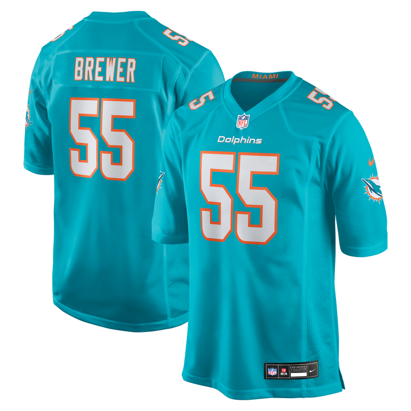 Miami Dolphins Aaron Brewer Nike Aqua Game Jersey