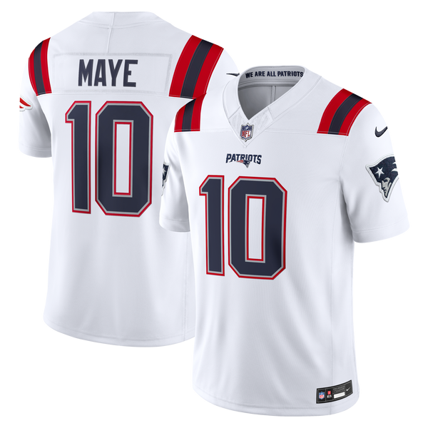 New England Patriots Drake Maye Nike White Vapor F.U.S.E. Stitched Limited Jersey